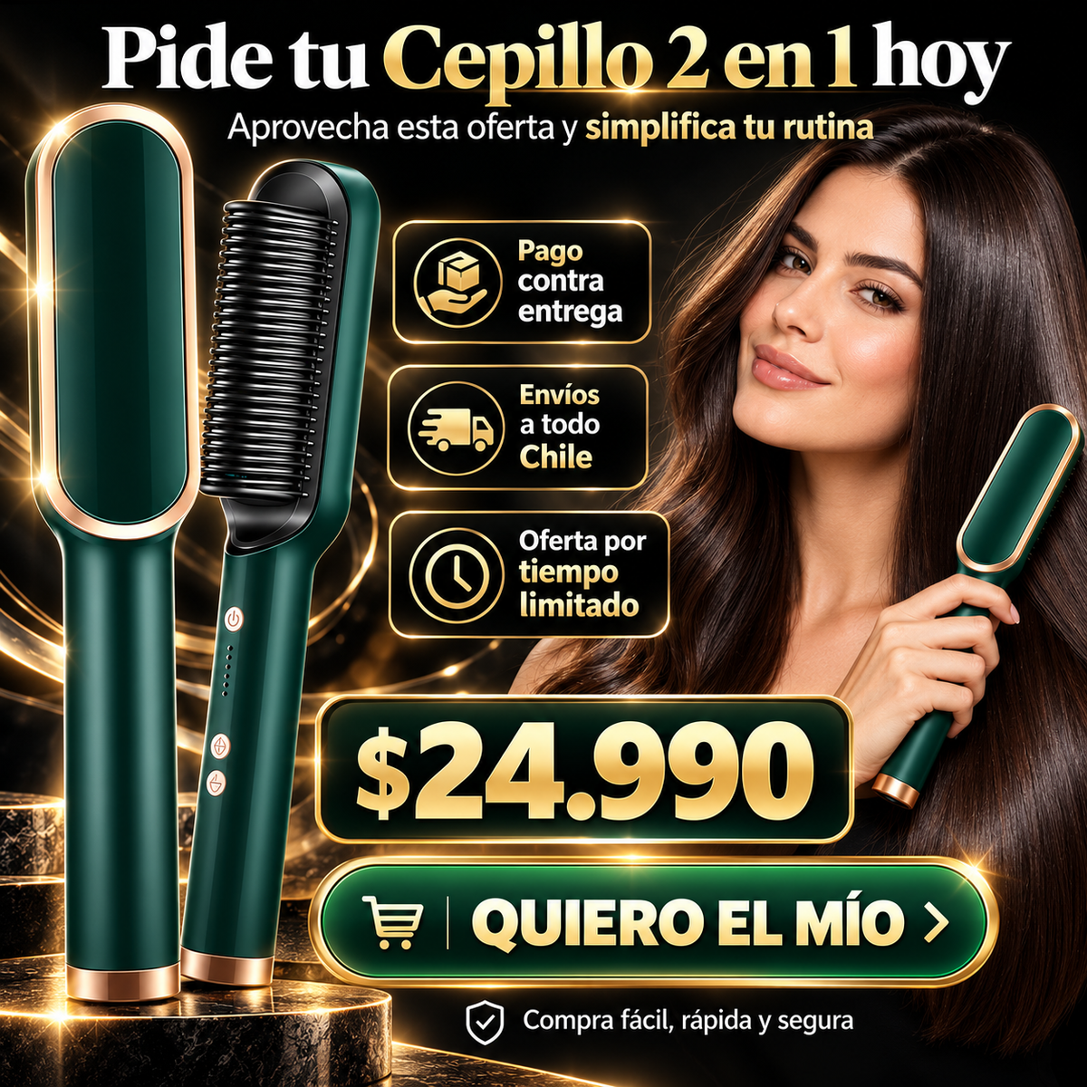 Cepillo Alisador y Rizador 2 en 1